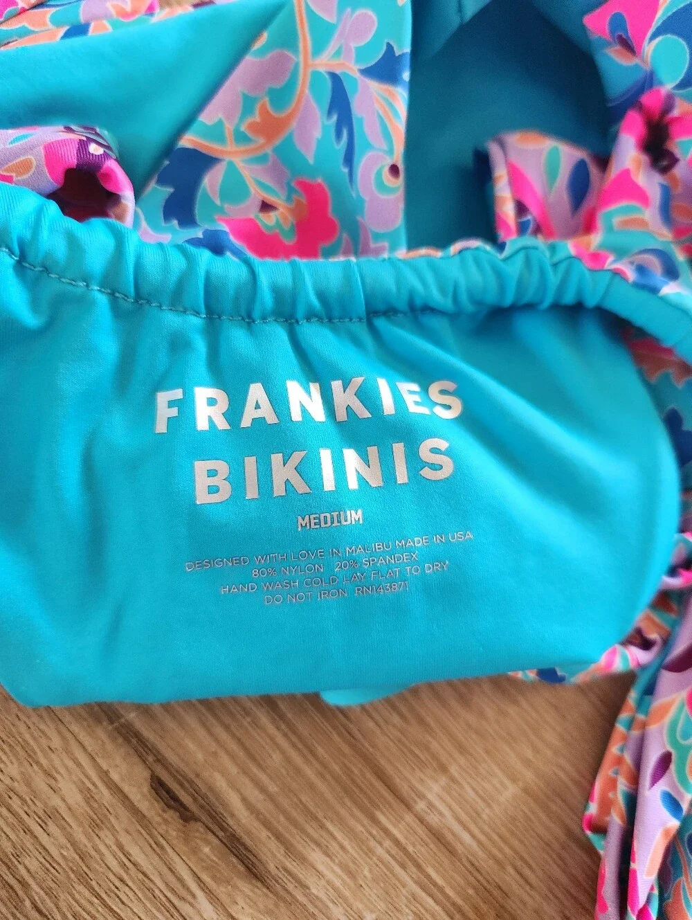 Frankies Bikinis Blue Scarf Print Cupid Top & Willow Bottom Bikini Set MEDIUM